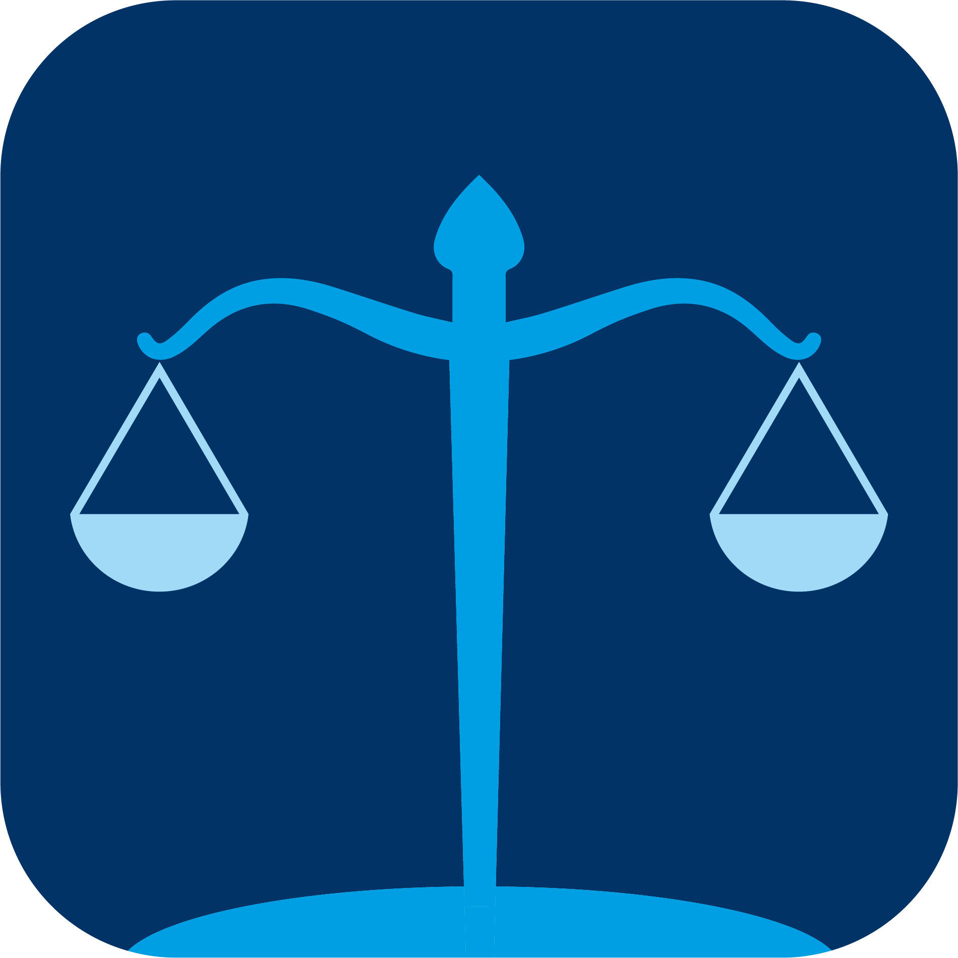 ein Icon mit einer Waage, die im Gleichgewicht ist