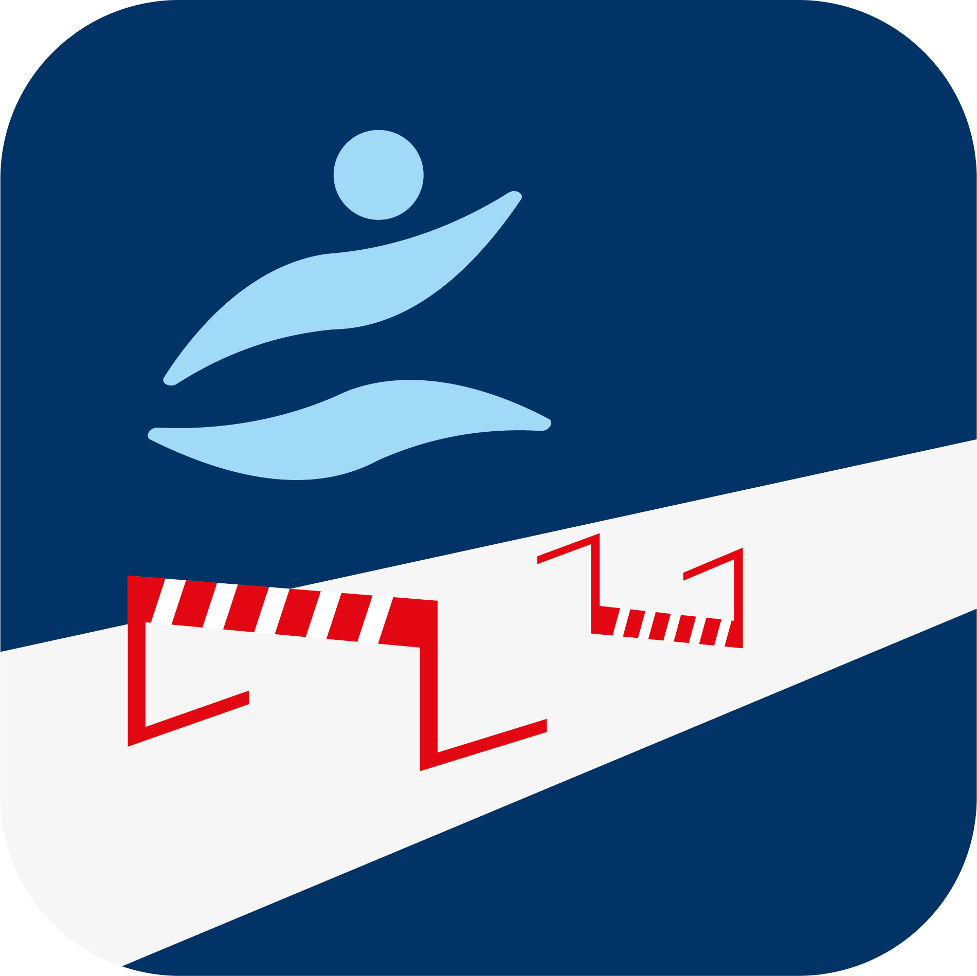 ein Icon von einem Männchen, das zwei Hürden überspringt