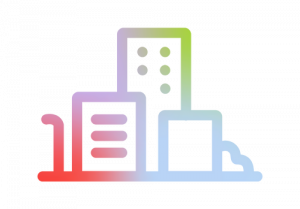 Zeigt die Skyline von Hochhäusern