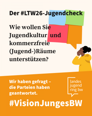 zu sehen ist eine Illustration einer jungen Frau, die interessiert mehrere bunte Plakate anschaut