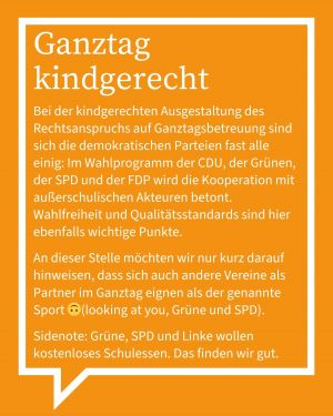 Abgebildet ist der Text aus dem Abschnitt Ganztag